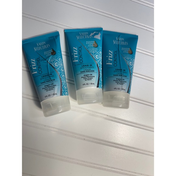 Salon Selectives Frizz Control Leave-In Smoothing Cream Argan Oil 4oz Lot of 3 - Picture 1 of 4